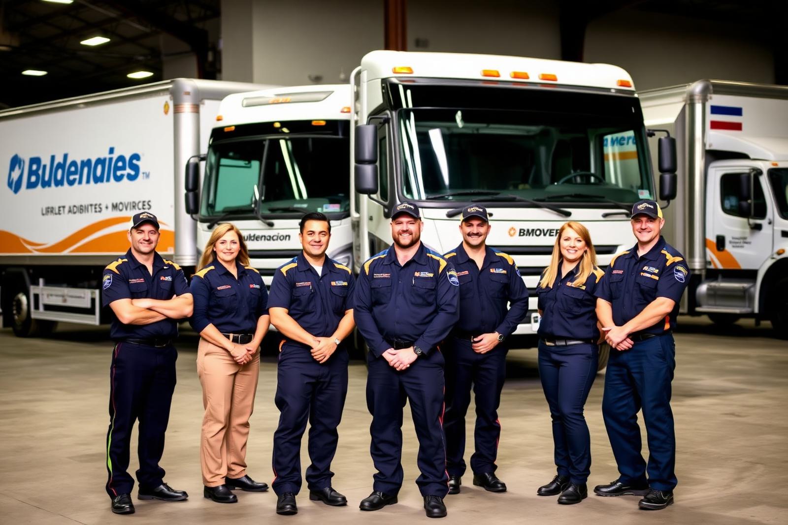 The Rapid Shark Moving team in front of their fleet
